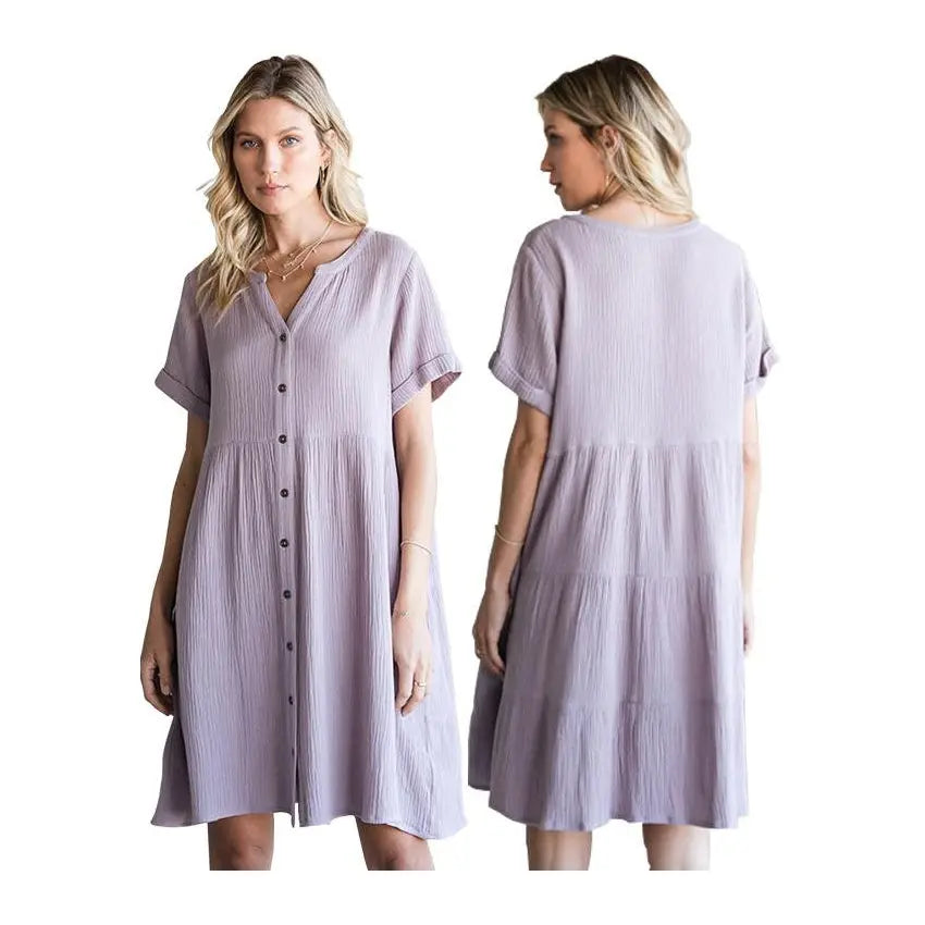 Cotton Bleu Dress Button Down Lilac Cotton Bleu