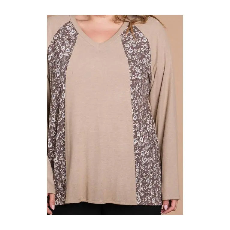 Cotton Bleu Top Mocha Floral Cotton Bleu