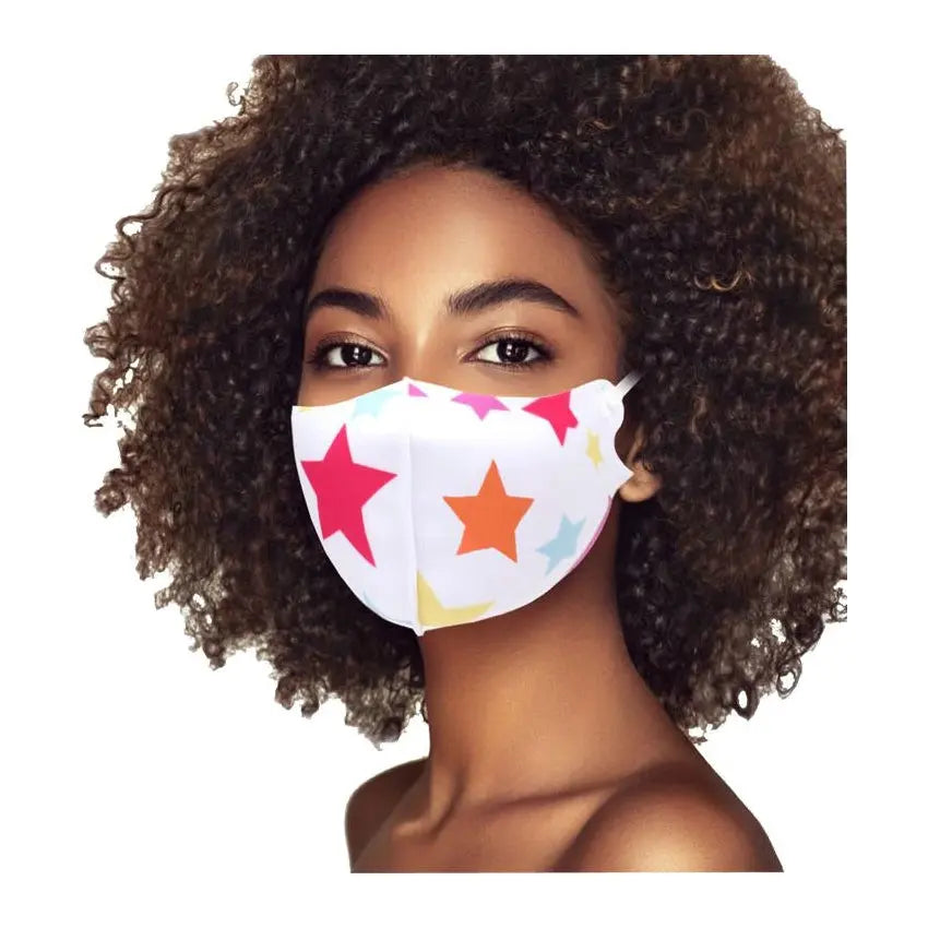 Face Mask Reusable & Washable Colorful Stars Print PinkPro Beauty Supply
