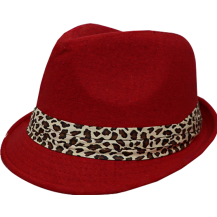 Fedora Hat with Leopard Band -Red PinkPro Beauty Supply