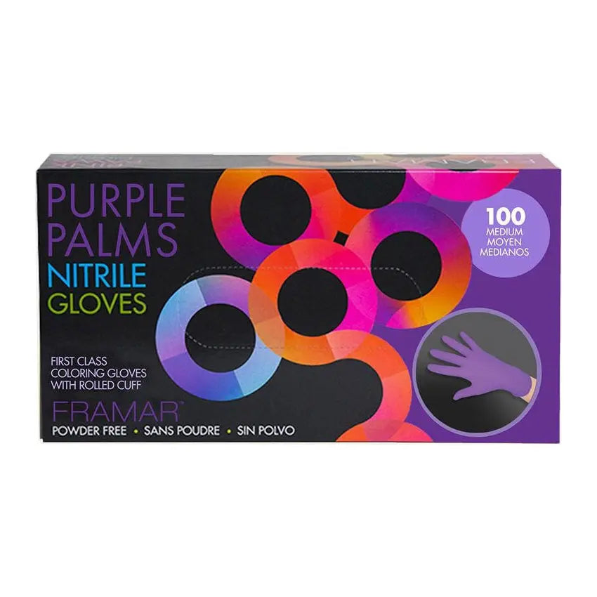 Framar Purple Palms Nitrile Gloves -Medium Framar