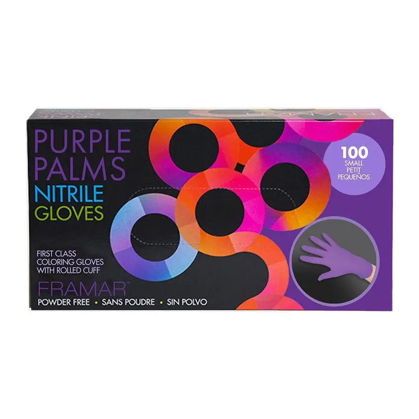 Framar Purple Palms Nitrile Gloves -Medium Framar