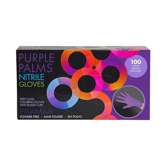 Framar Purple Palms Nitrile Gloves -Medium Framar