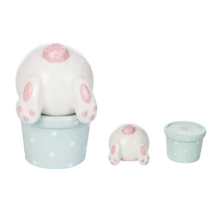 Gift Bunny Tail Pail Salt & Pepper Shakers Gift