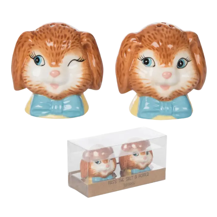 Gift Dol Retro Bunny Salt & Pepper Shakers Gift