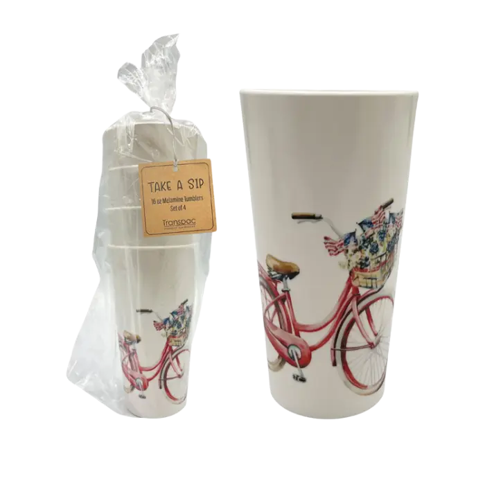 Gift Melamine Bicycle Tumblers Set of 4 Gift