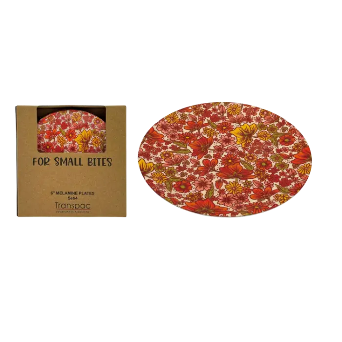 Gift Retro Floral Plates Set of 4 - Chic & Durable Gift