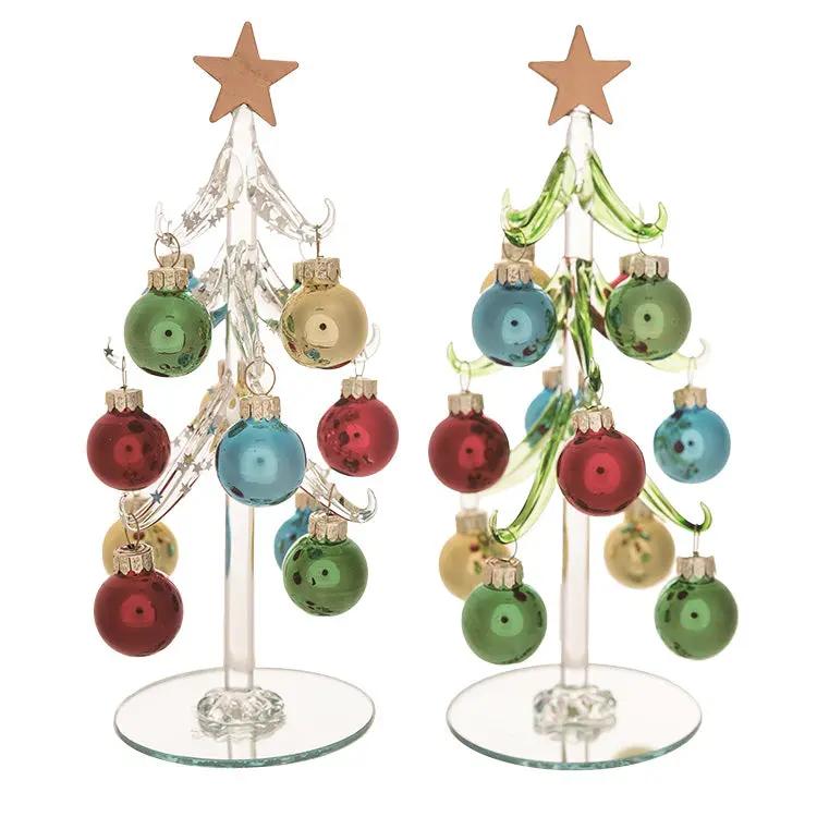 Glass Christmas Trees with Mini Ornaments - Set of 2 PinkPro Beauty Supply