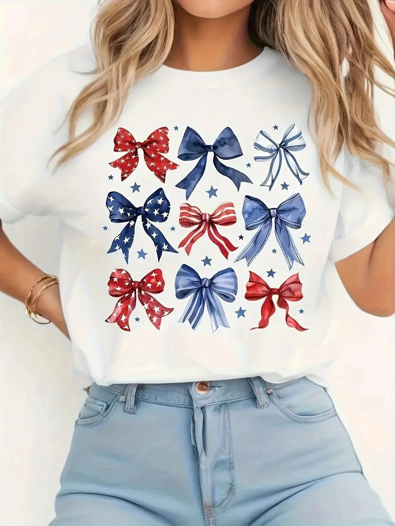 Graphic T-shirt Patriotic Bows* PinkPro Beauty Supply