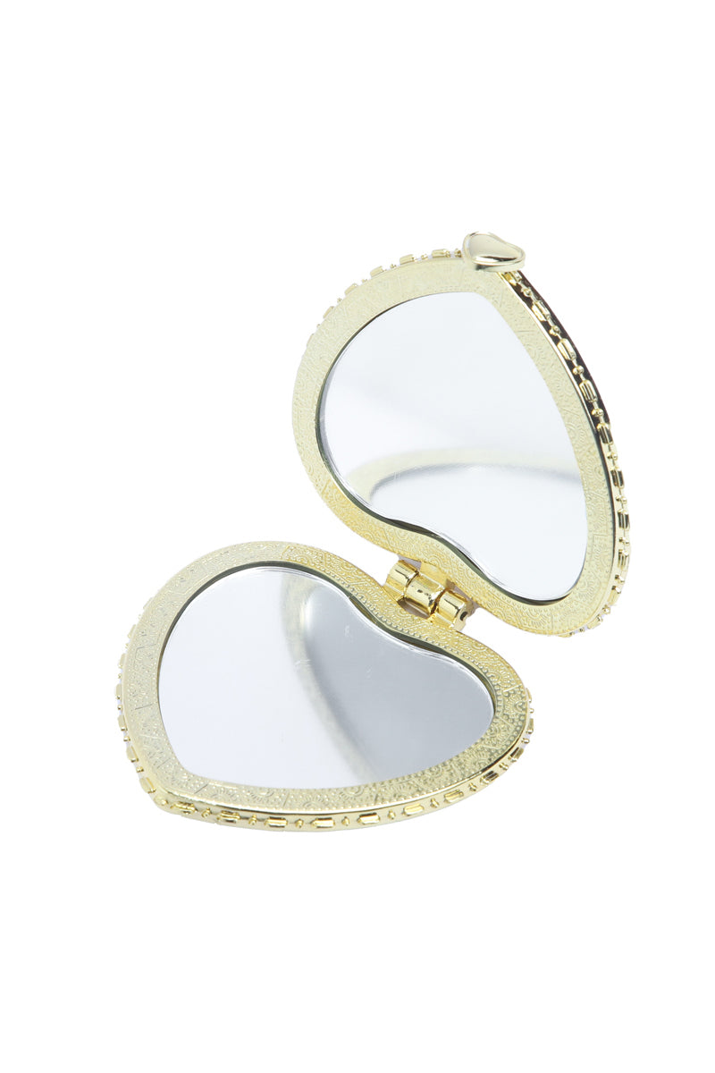 Heart-Shaped Mini Hand Mirror – Rose Floral