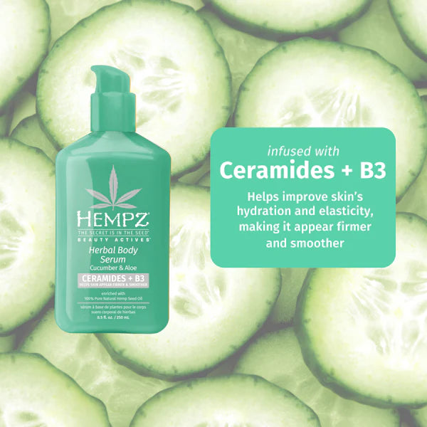 Hempz Cucumber & Aloe Herbal Body Serum with Ceramides & B3 - 8.5 oz. - PinkPro Beauty Supply