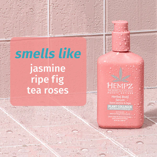 Hempz Sweet Jasmine & Rose Herbal Body Serum with Collagen Booster - 8.5 oz. - PinkPro Beauty Supply