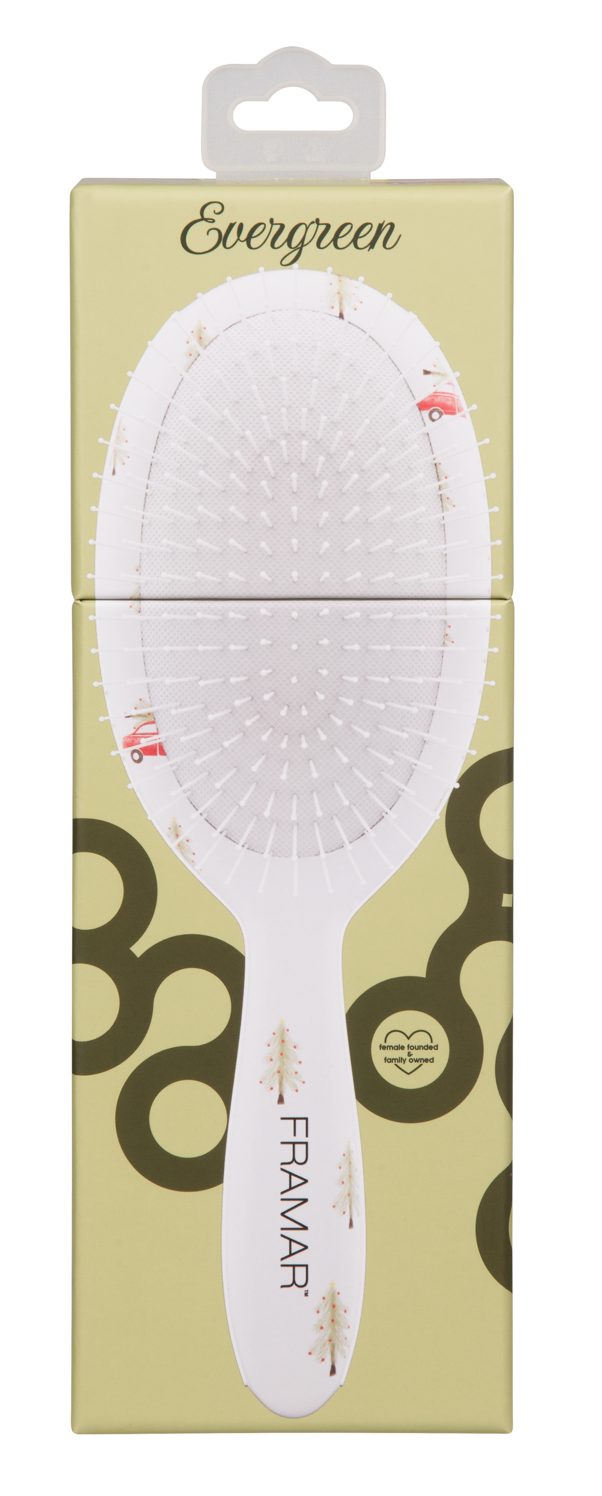 Framar Holly Days Detangle Brush-Evergreen