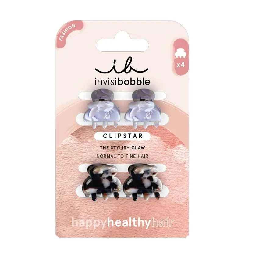 Invisibobble Clipstar Petite: Unbreakable, chic claw clip set for all-day hold. Stylish updos from day to night!
