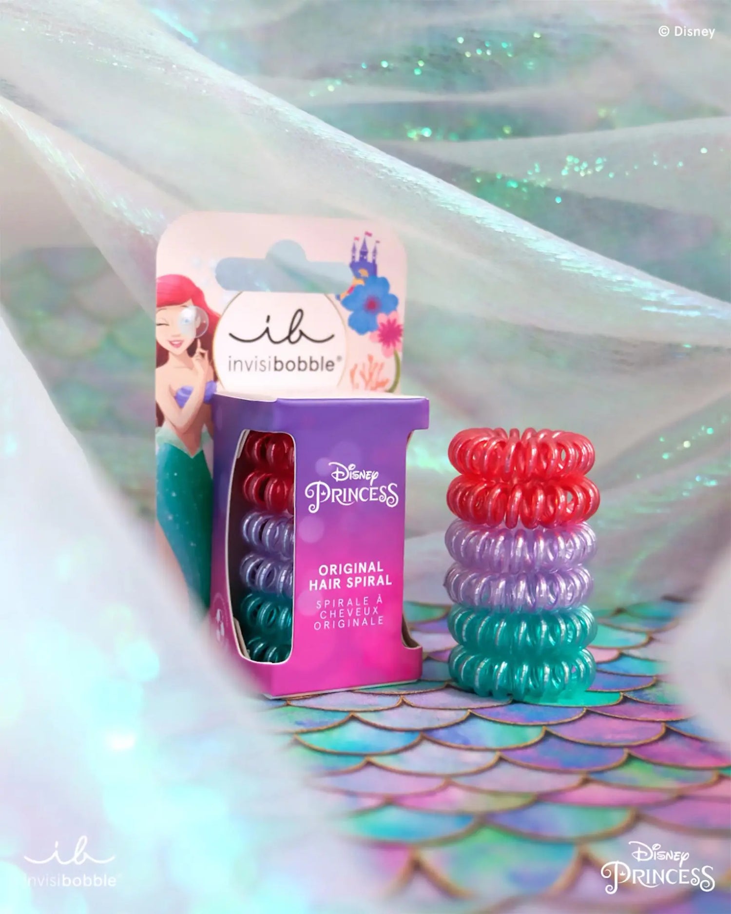 Ariel-themed Invisibobble Kids – less damage, marks, and pain. Hair-loving, strong grip, non-soaking. Includes 6.