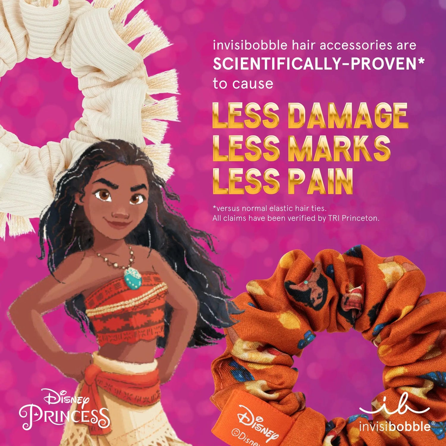 Invisibobble Kids Disney Moana Sprunchie Duo: Gentle, stylish hair accessory for Disney fans of all ages.
