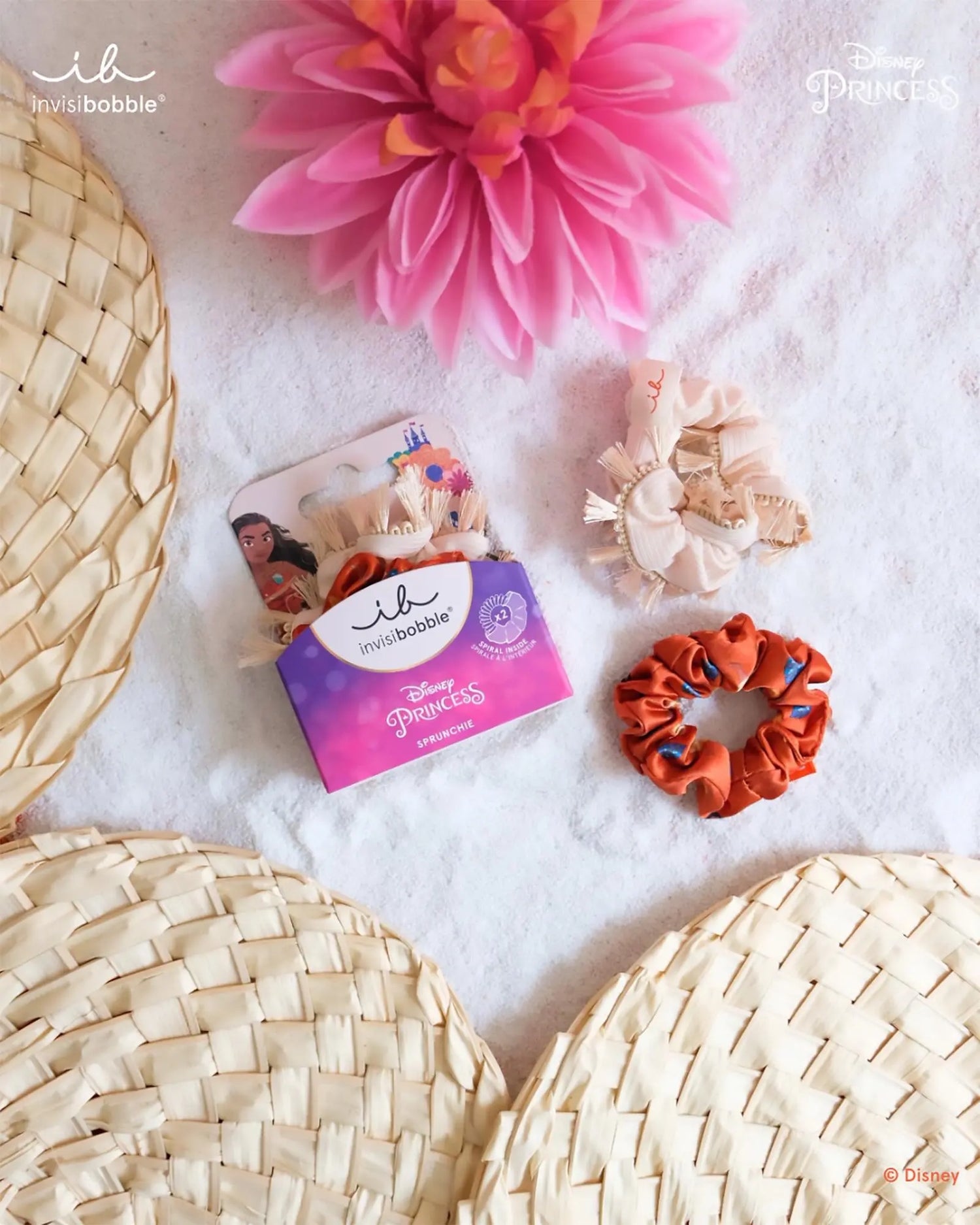 Invisibobble Kids Disney Moana Sprunchie Duo: Gentle, stylish hair accessory for Disney fans of all ages.