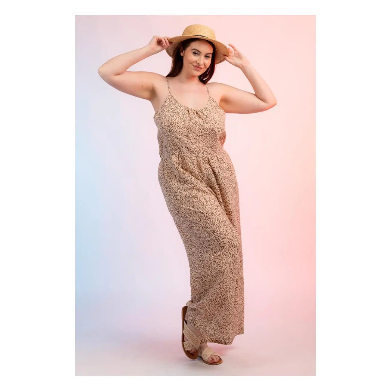 Jumpsuit Sleeveless Mocha Leopard PinkPro Beauty Supply