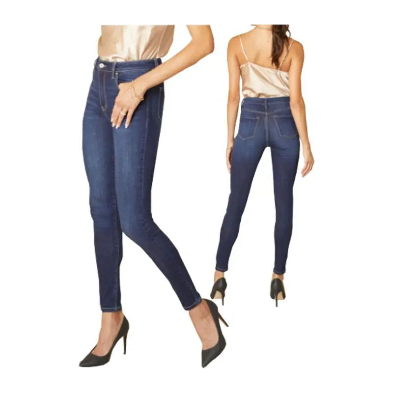 Kan Can Women's High Rise Skinny Jeans - Stretch Denim, 70% Cotton, Size 9 Black