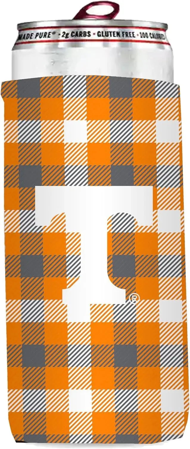 Logo Brands Tennessee Plaid Insulated Slim Can Sleeve PinkPro Beauty Supply