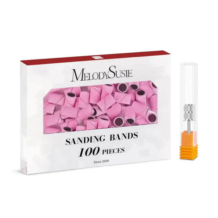 MelodySusie Colorful Professional Sanding Bands With Mandrel Drill Bit 120# - Pink 100 pieces (Copy) MelodySusie