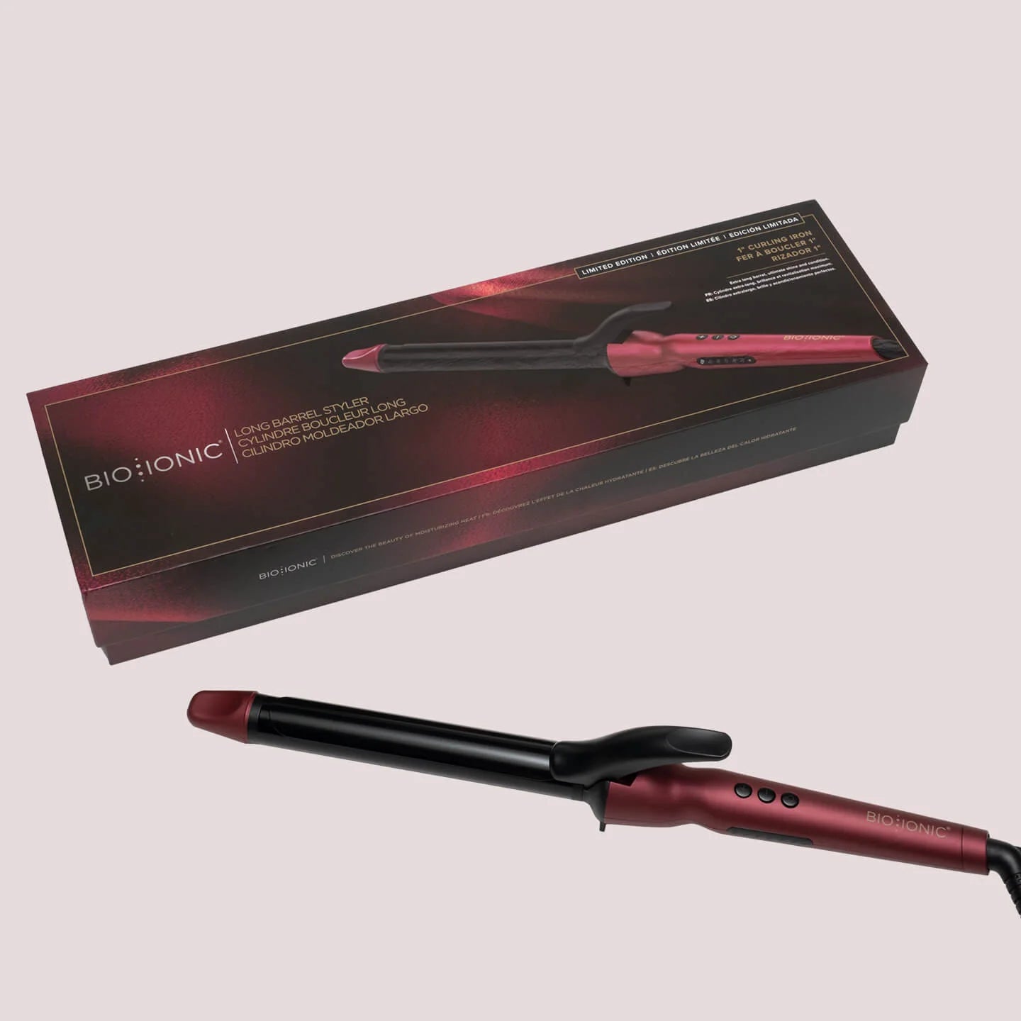 Bio Ionic Velvet Rouge Long Barrel Curling Iron 1