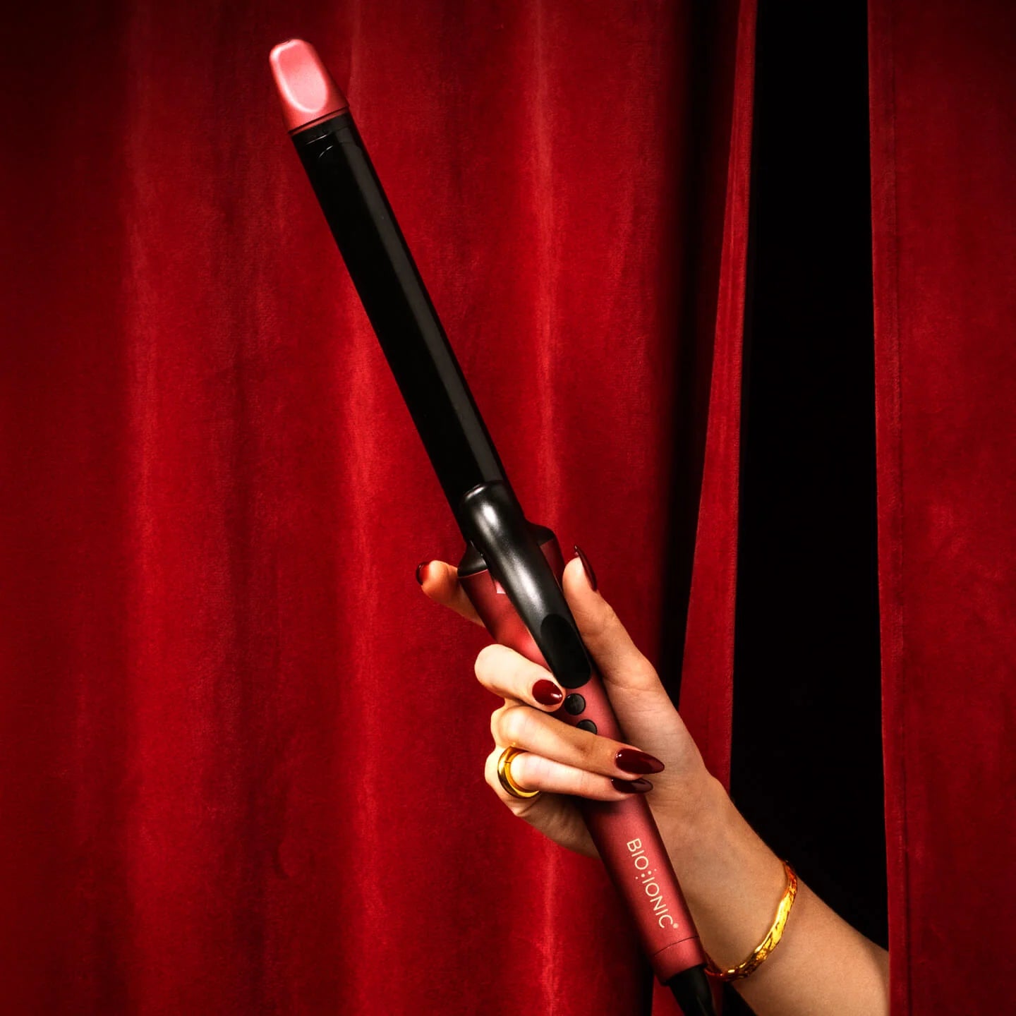 Bio Ionic Velvet Rouge Long Barrel Curling Iron 1