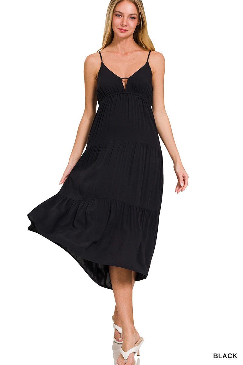 Zenana Midi Dress Sweetheart Neck - Black - PinkPro Beauty Supply