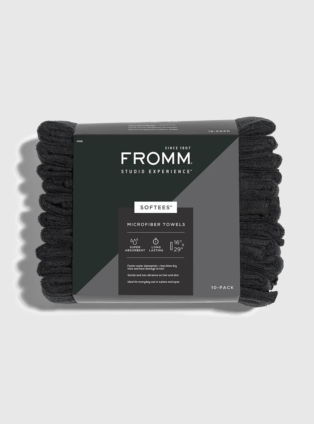 FROMM Microfiber Softees Towels - Black 10 Pack - PinkPro Beauty Supply