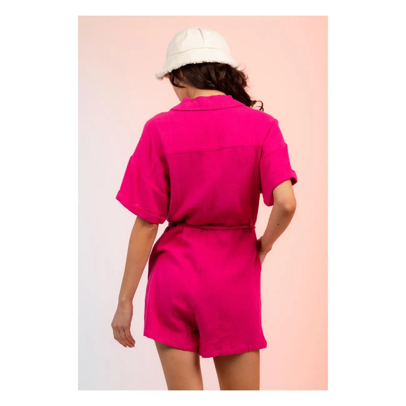 Romper Button Down Gauze Pink PinkPro Beauty Supply