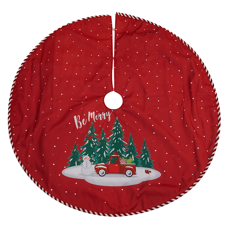 Be Merry Christmas Tree Skirt - Red Truck & Snowman 48