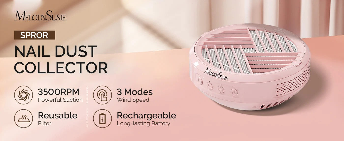 Aspirador de polvo de uñas inalámbrico y recargable MelodySusie SProR - Rosa