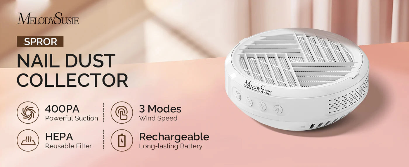 MelodySusie SProR Cordless & Rechargeable Nail Dust Collector - White - PinkPro Beauty Supply