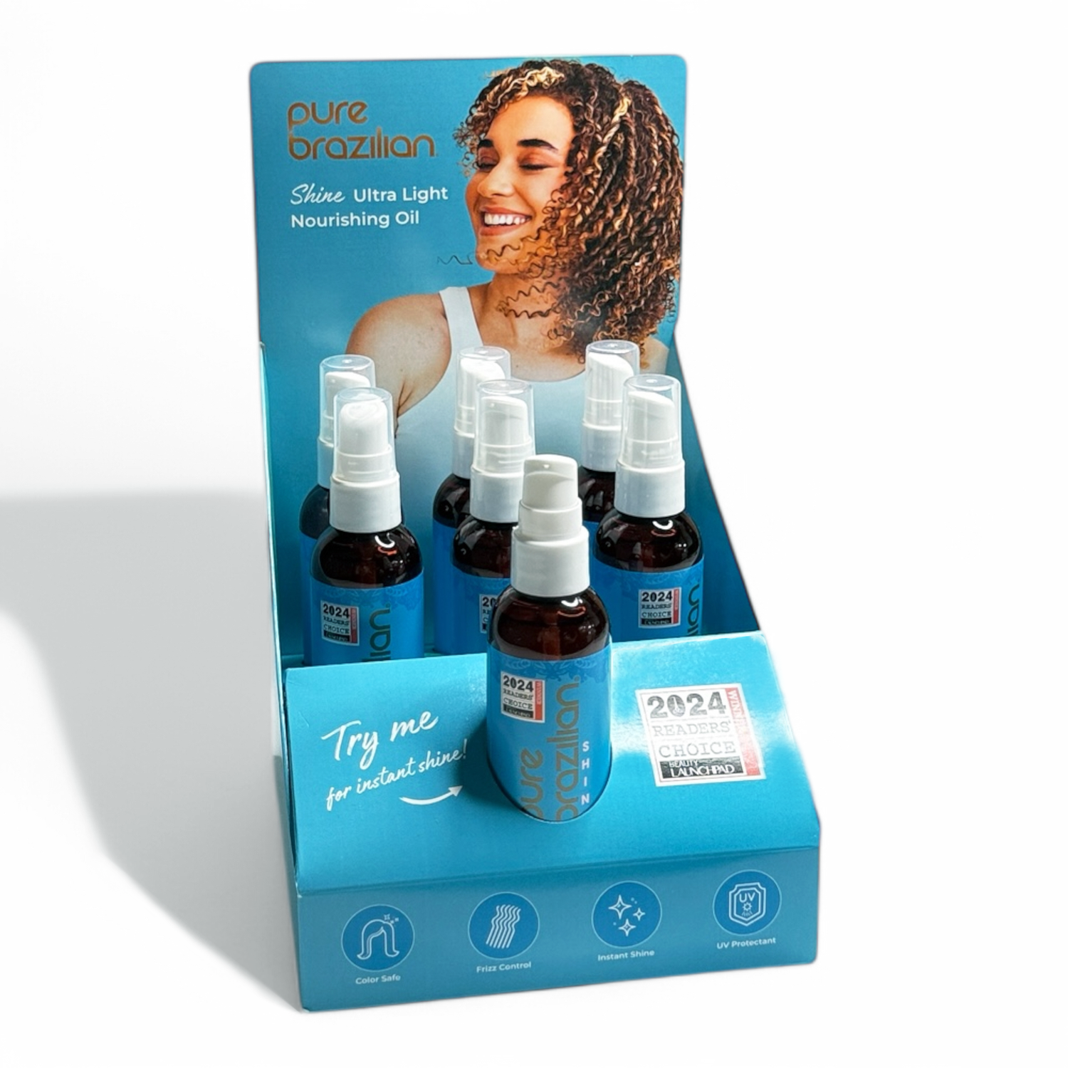 Pure Brazilian Nourishing Oil Display - PinkPro Beauty Supply