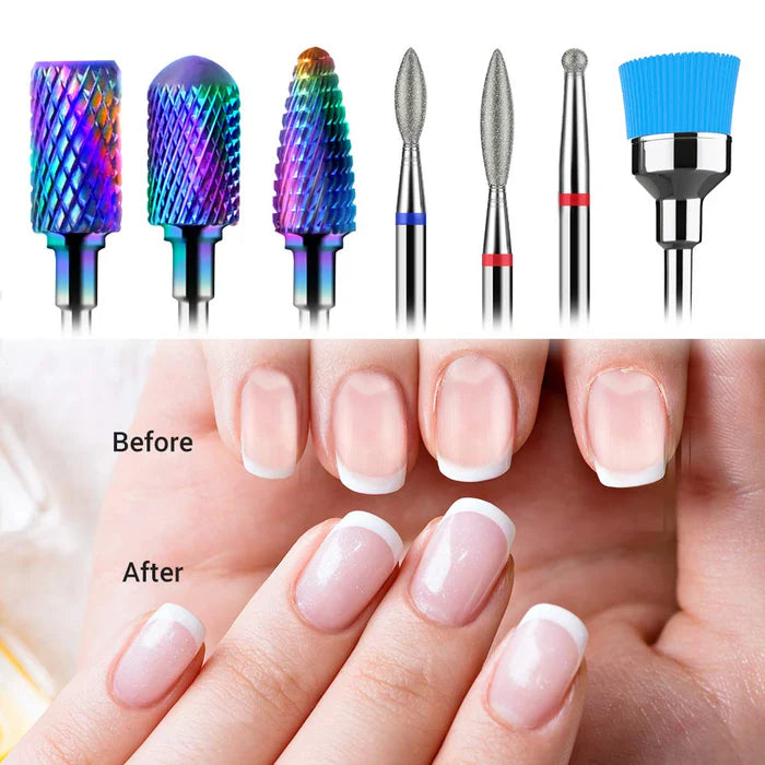 MelodySusie Tungsten/Diamond Carbide Nail Drill Bits Set (7 pieces) - PinkPro Beauty Supply