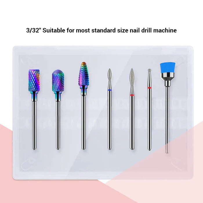 MelodySusie Tungsten/Diamond Carbide Nail Drill Bits Set (7 pieces) - PinkPro Beauty Supply