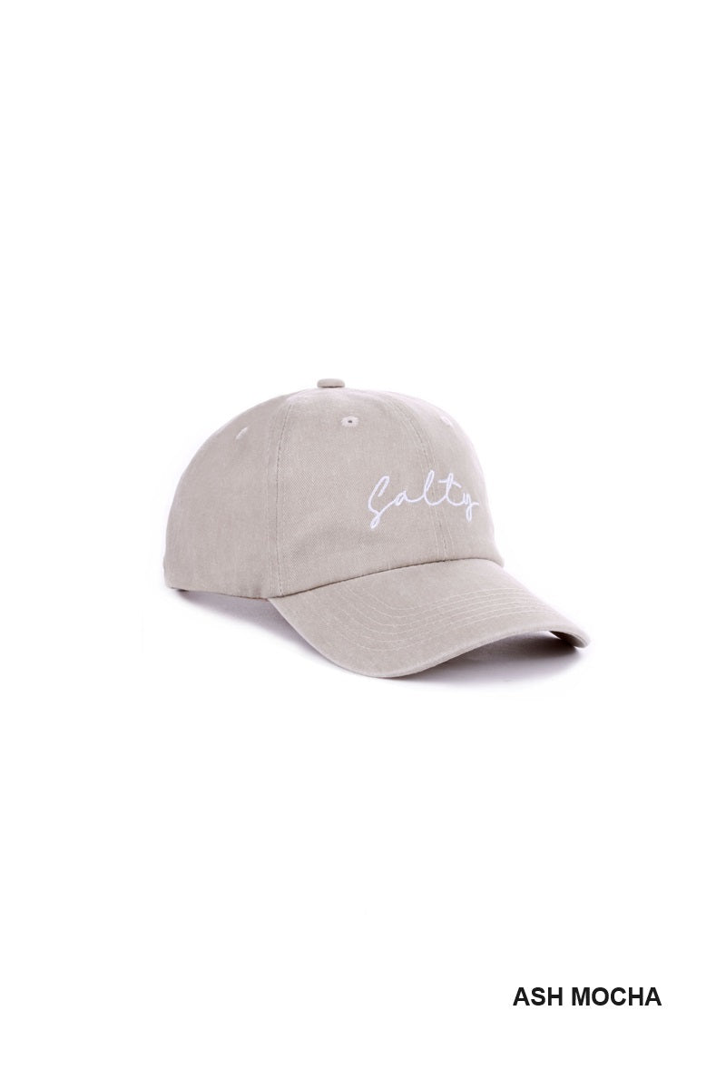 Zenana Cap Vintage Wash Embroidered Salty - Light Ash Mocha - PinkPro Beauty Supply