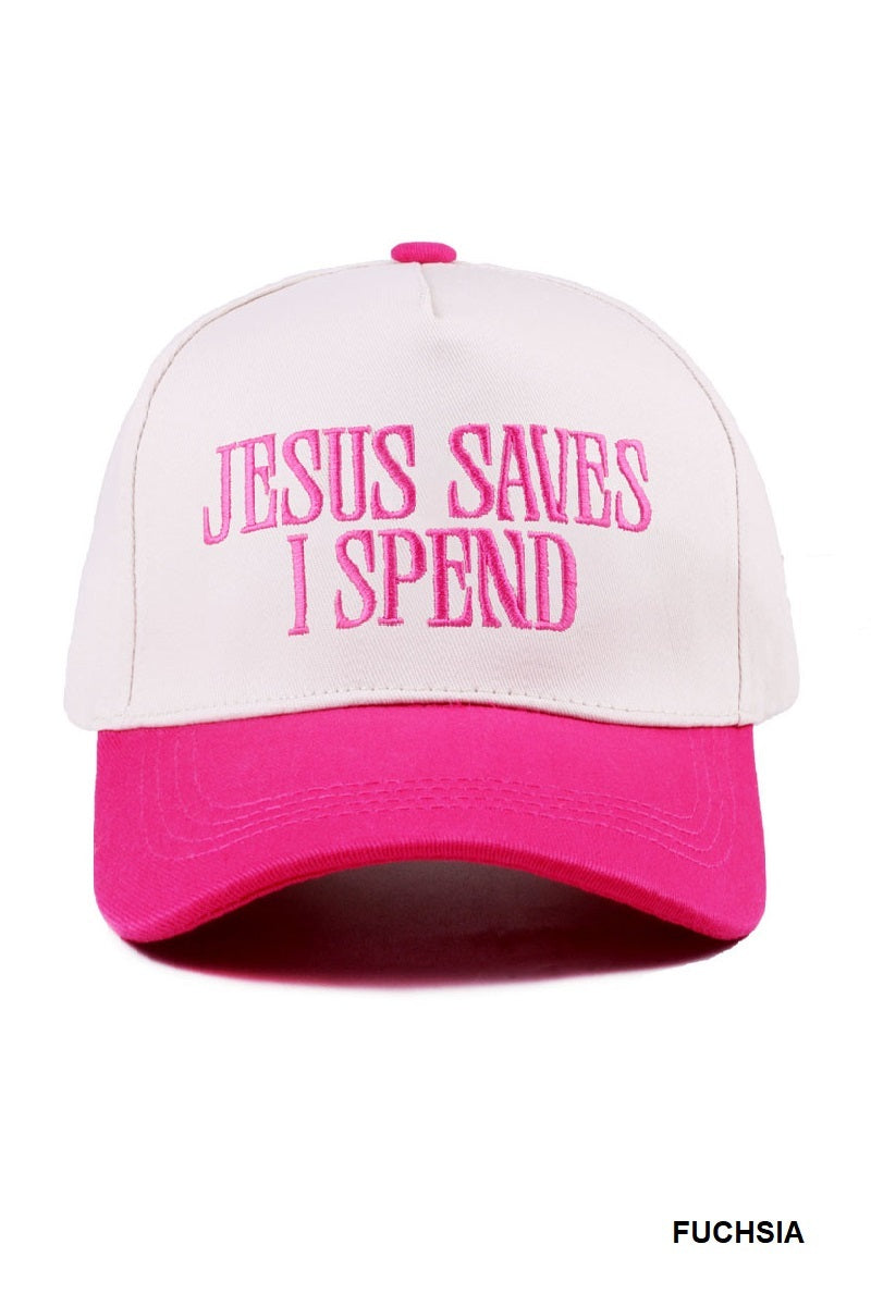 Cap Two-Tone Jesus Saves I Spend - Fuchsia PinkPro Beauty Supply