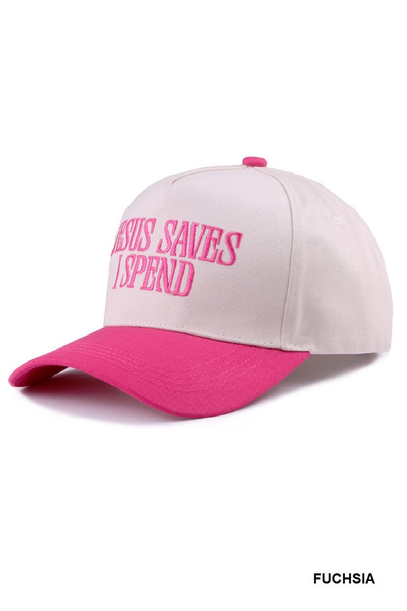Cap Two-Tone Jesus Saves I Spend - Fuchsia PinkPro Beauty Supply
