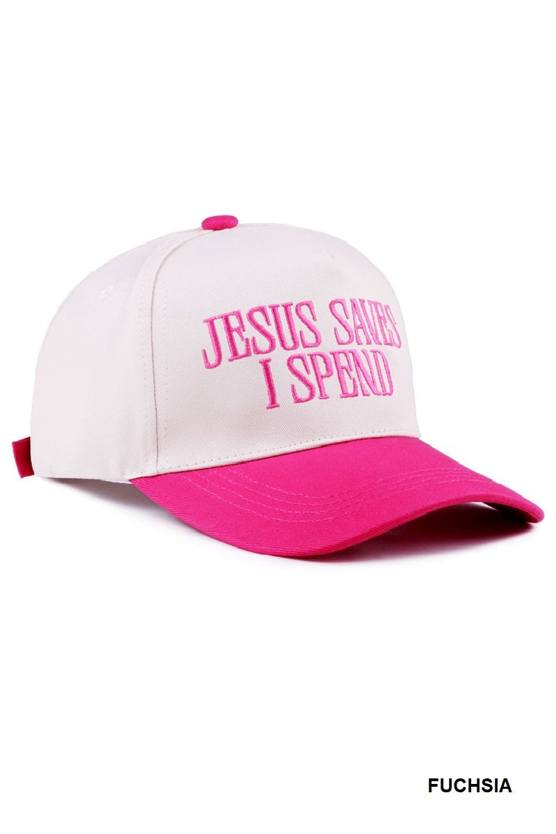 Cap Two-Tone Jesus Saves I Spend - Fuchsia PinkPro Beauty Supply