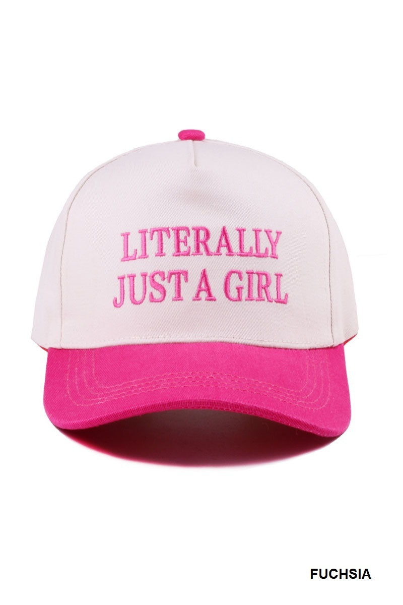Cap Two-Tone Canvas Literally Just a Girl - Fuchsia PinkPro Beauty Supply