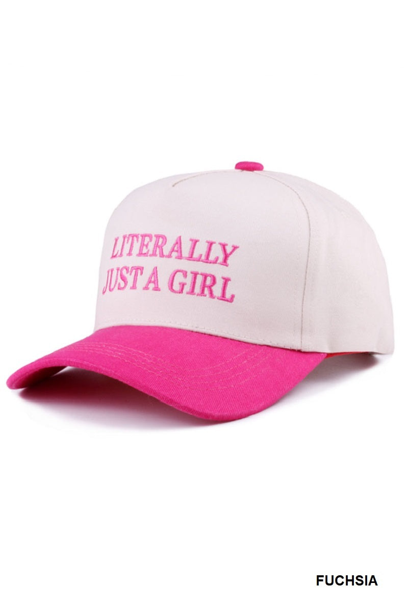 Cap Two-Tone Canvas Literally Just a Girl - Fuchsia PinkPro Beauty Supply