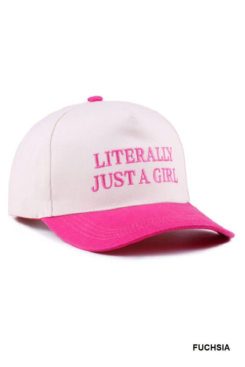 Cap Two-Tone Canvas Literally Just a Girl - Fuchsia PinkPro Beauty Supply
