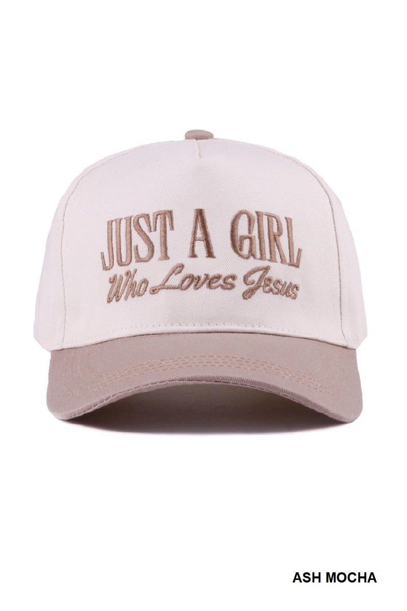Canvas Cap Two-Tone Just a Girl Who Loves Jesus - Ash Mocha PinkPro Beauty Supply