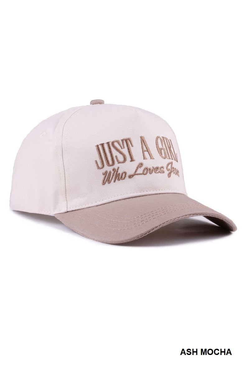 Canvas Cap Two-Tone Just a Girl Who Loves Jesus - Ash Mocha PinkPro Beauty Supply