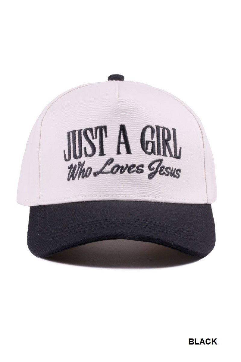 Canvas Cap Two-Tone Just a Girl Who Loves Jesus - Black PinkPro Beauty Supply