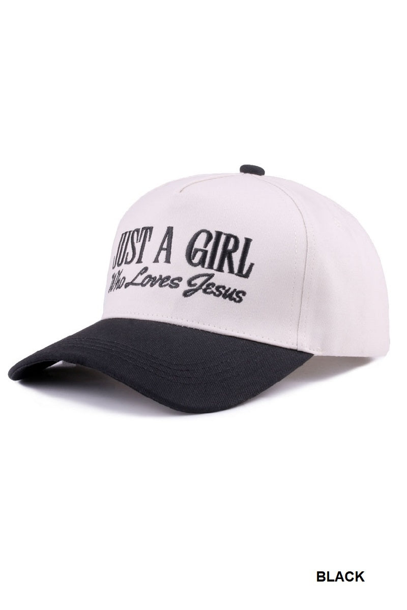 Canvas Cap Two-Tone Just a Girl Who Loves Jesus - Black PinkPro Beauty Supply