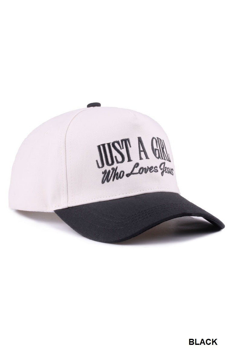 Canvas Cap Two-Tone Just a Girl Who Loves Jesus - Black PinkPro Beauty Supply