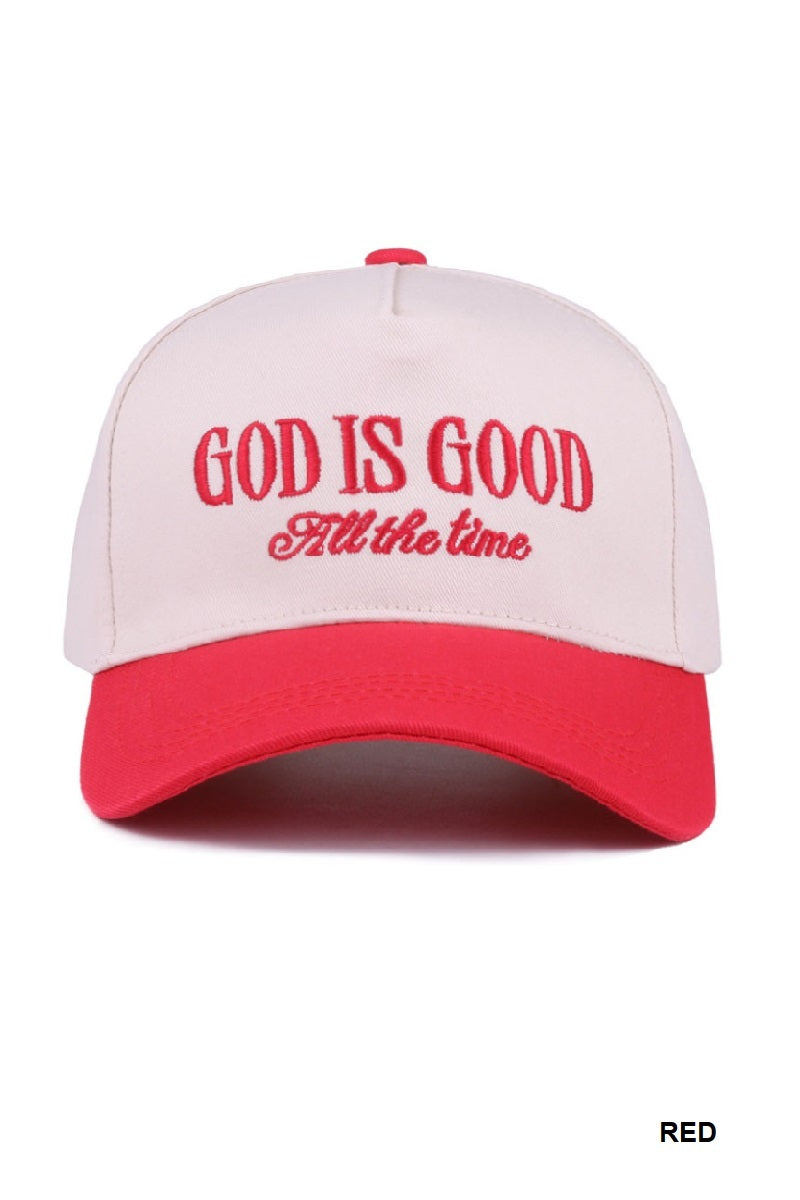 Canvas Cap Two-Tone God Is Good All The Time - Red PinkPro Beauty Supply