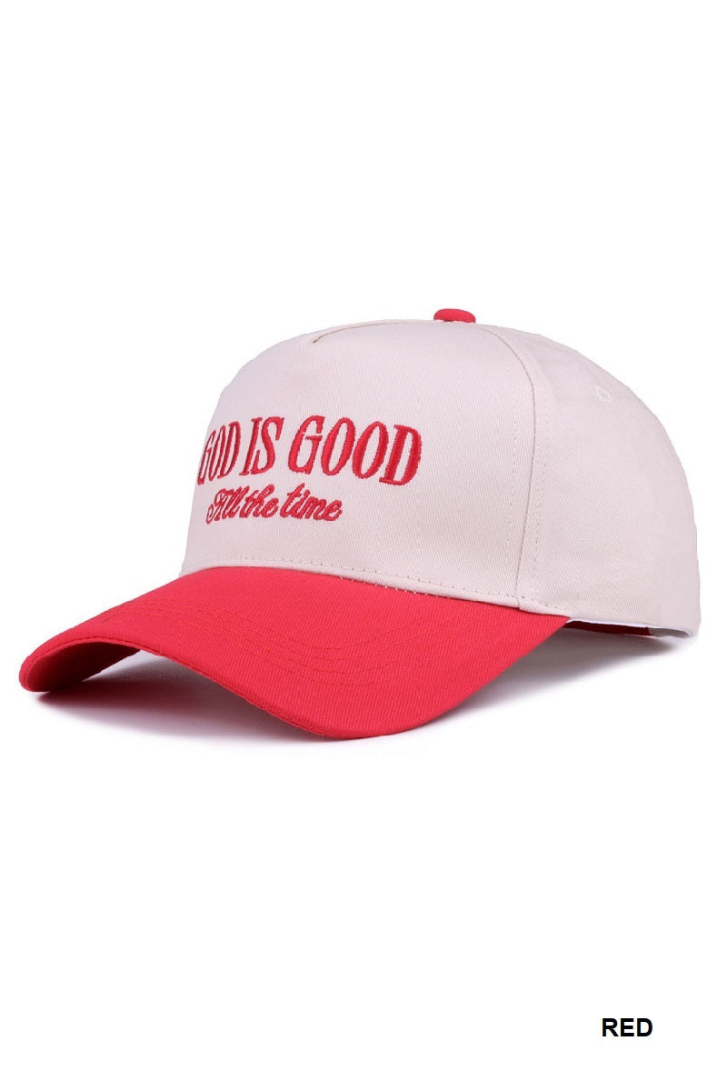 Canvas Cap Two-Tone God Is Good All The Time - Red PinkPro Beauty Supply